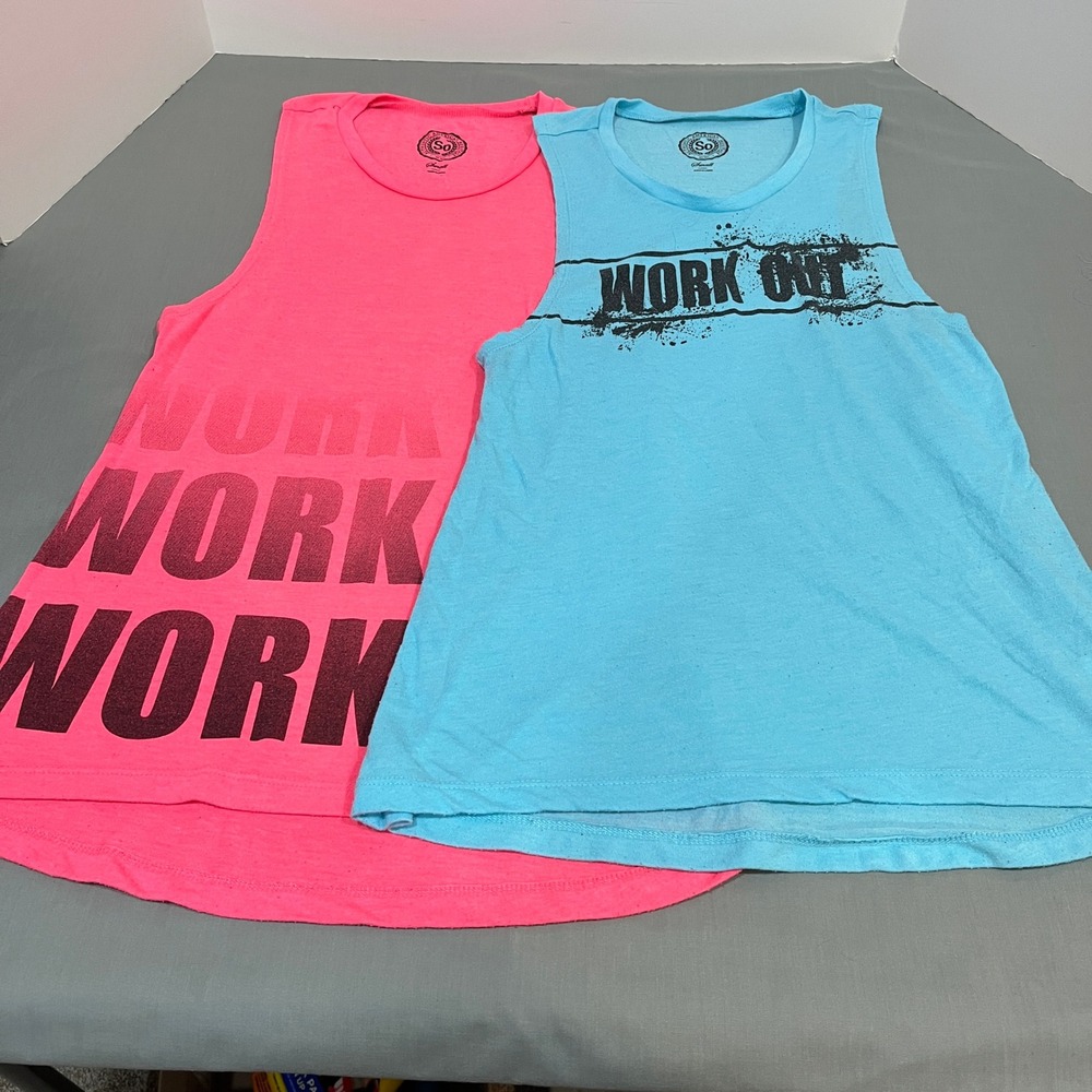 SO Tank Top Womens Small Multi Color Work Out Muscle Tee Set of 2